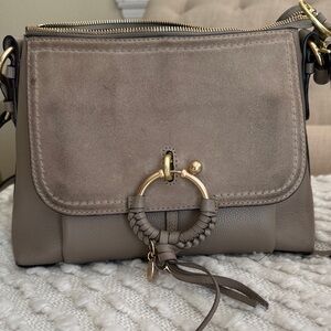 Chloe Taupe and Gold Crossbody Bag